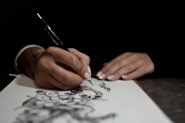 woman, tattoo, body, design, hands, artist, artistic, style, dragon, sketch, ink, back, feminine, nails. Pricing US tattoo sessions when booth rent and state wage rules differ