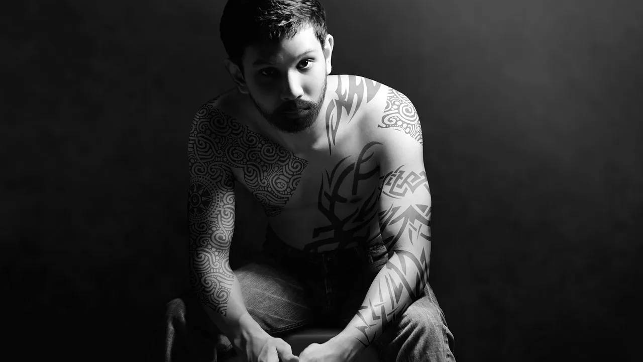 man, guy, tattoo, person, dark, back and white, model, beard, adult, handsome, attractive, asian, male, jean, thai, teen, sitting, studio, light, angry, serious, black, white, gray light, gray model, gray angry, gray dark, gray lights. How a tattoo studio tracks cash flow week to week for owner-operators